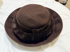 Genevieve Lord Women’s Brown Felt Wide Brim Fedora Hat with Bow Accent, One Size