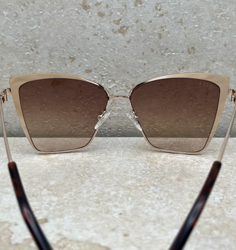 DIFF Eyewear Becky Gold Flash Brown Gradient More Modern Cat Eye Sunglasses NEW - Picture 6 of 8