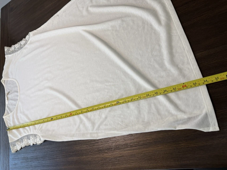 Camisón de lujo Pluto para mujer 44 grande ropa de dormir íntima marfil encaje ribete Foto 4 de 4