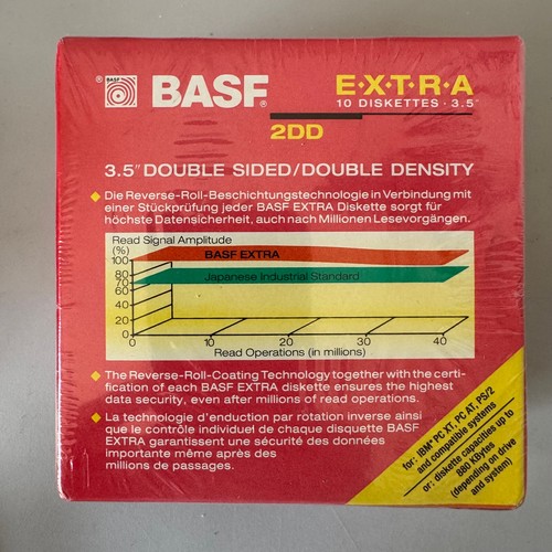10x BASF Floppy Disks 2DD 3.5" Extra Double Sided Density Diskettes - NEW - Afbeelding 2 van 3