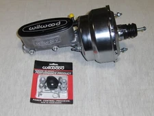 Universal 8" Silver Dual Power Brake Booster Wilwood Master Cylinder street rod