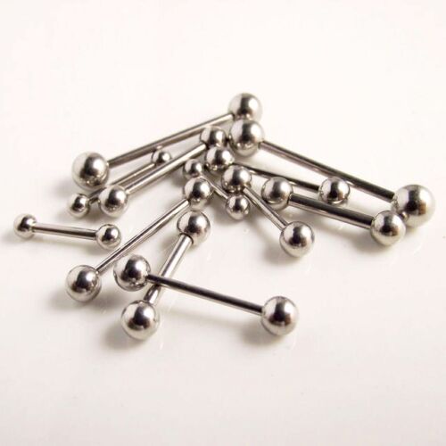 18g 16g 14g Sizes 6mm - 20mm Nipple Tongue Industrial Ear Straight Bar Barbell - Foto 1 di 2