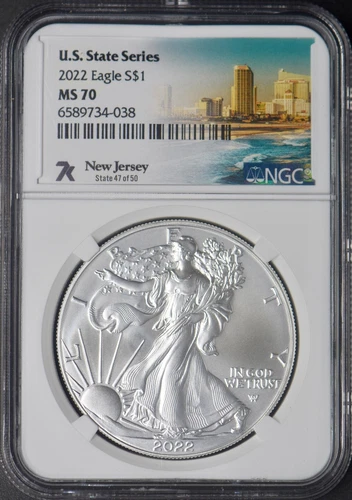 2022 American Silver Eagle - NGC MS70 - 7K New Jersey - ✪COINGIANTS✪