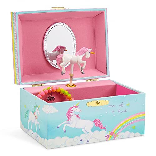 Girls Musical Jewelry Storage Box with Spinning Unicorn | Rainbow Design, The - Picture 1 of 6