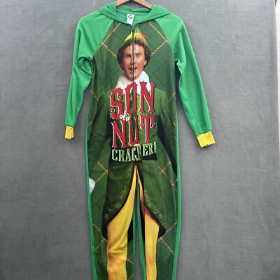 Elf Buddy Women s XS O-2 Son Of a Nutcracker One Piece Hooded Pajama