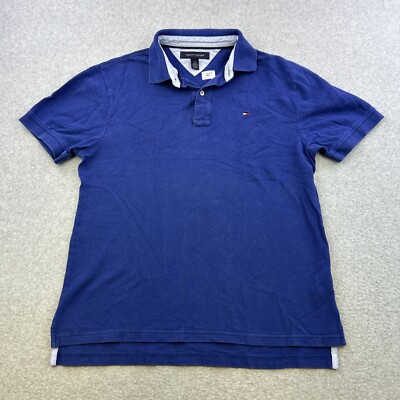Tommy Hilfiger Polo Shirt Mens Medium Blue Short Sleeve Casual