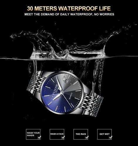 New blue glass couple watch men's waterproof quartz watch ladies business watch - Picture 12 of 24