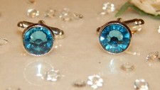 S/P Cufflinks & 10mm Light Sapphire Blue Resin. Wedding .Ladies. Mens. Gifts