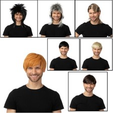 Mens Fancy Dress Costume Halloween 1980s Rock Star Mullet 80s Boy Band Singer UK