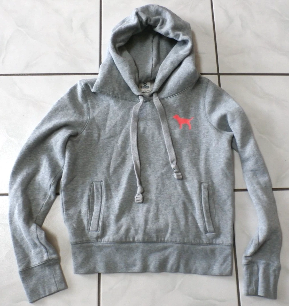UNDERCOVER Felpa con cappuccio Victoria’s Secret LOVE PINK 1986 logo cane S grigio Y2K H14