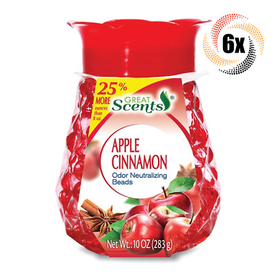 6x Great Scents Apple Cinnamon Scent Odor Neutralizing Beads 10oz Fast Shipping!