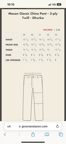 Men’s Grown & Sewn The Independent Slim Feather Weight Chino Pant Size 31 - Picture 8 of 8