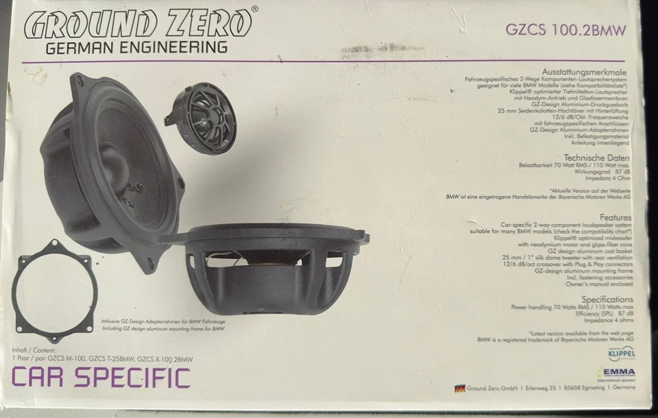 Ground Zero GZCS 100.2BMW 10cm 2 Wege Kompo Lautsprecher Set für div. BMW - Bild 2 von 4