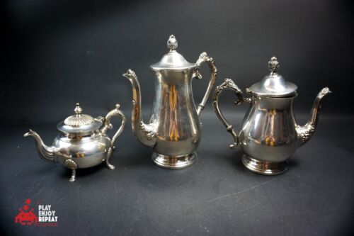 Vintage Antique Friedman Style Silver plate Tea Set 3 Items - Afbeelding 1 van 18