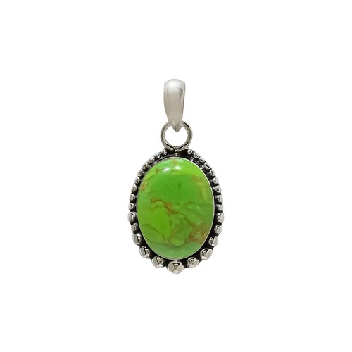 Copper Green Turquoise Pendant ,Handmade 925 Sterling Silver Gemstone Pendant" - 第 2/3 張圖片