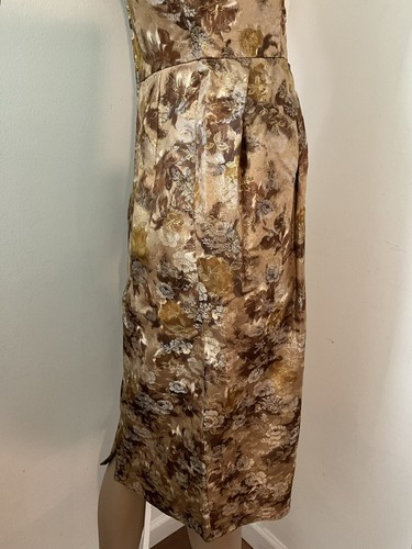 Vintage 1950 Original By Rudolf Gold Lame Leaves on The Roses Pencil Dress XS - Picture 13 of 15