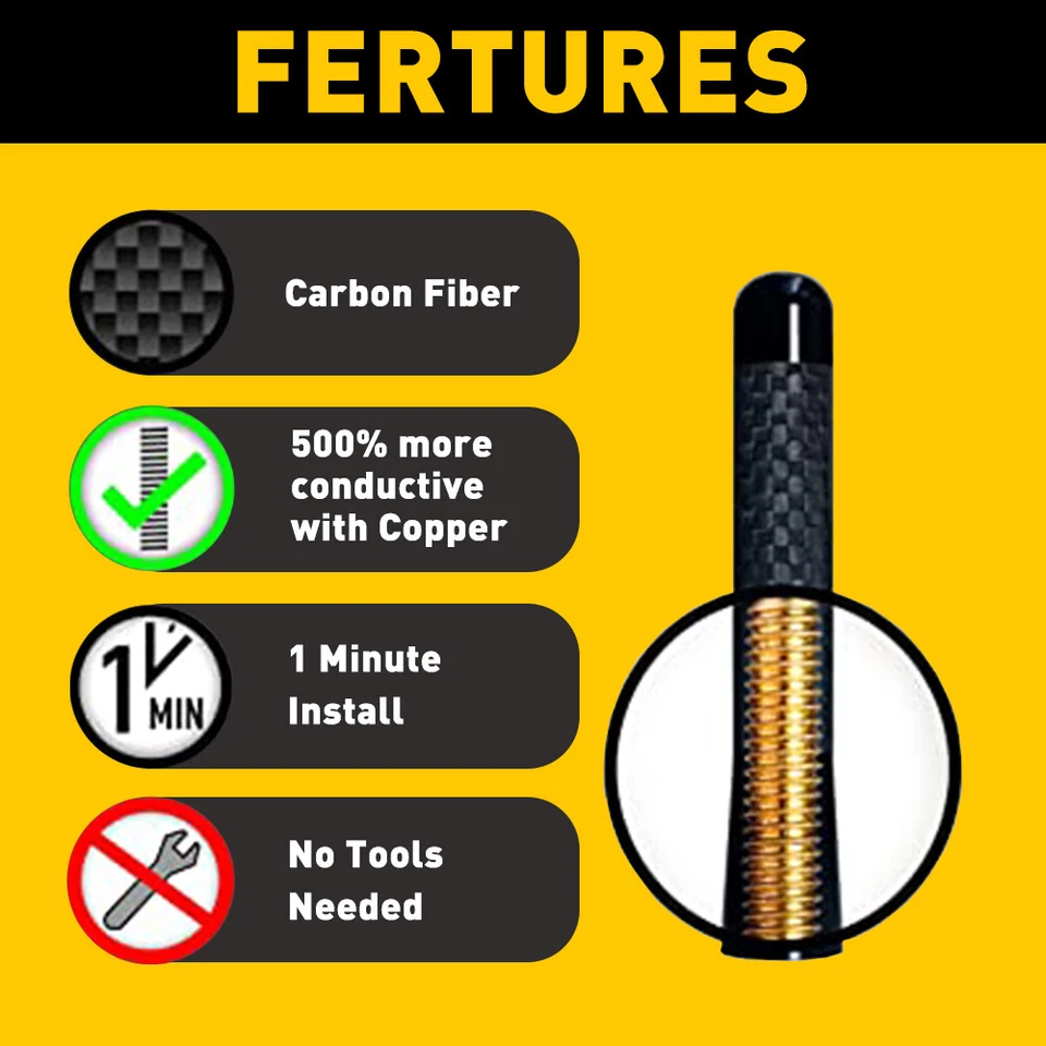 Mástil de antena de señal de radio de coche AM FM universal de 3" para Jeep Ford Dodge Toyota Foto 4 de 4