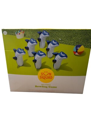 Sun Squad Inflatable 6 Shark Pins Bowling Game all Ages. 14'' Inflatable Ball New