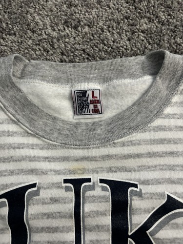 Vintage 1993 Duke White Stripes Pullover Made in USA Size Large *Stains - Picture 5 of 8