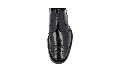 PRADA Leather Derby Studded RUNWAY Dress Shoes - Black - NEW | eBay