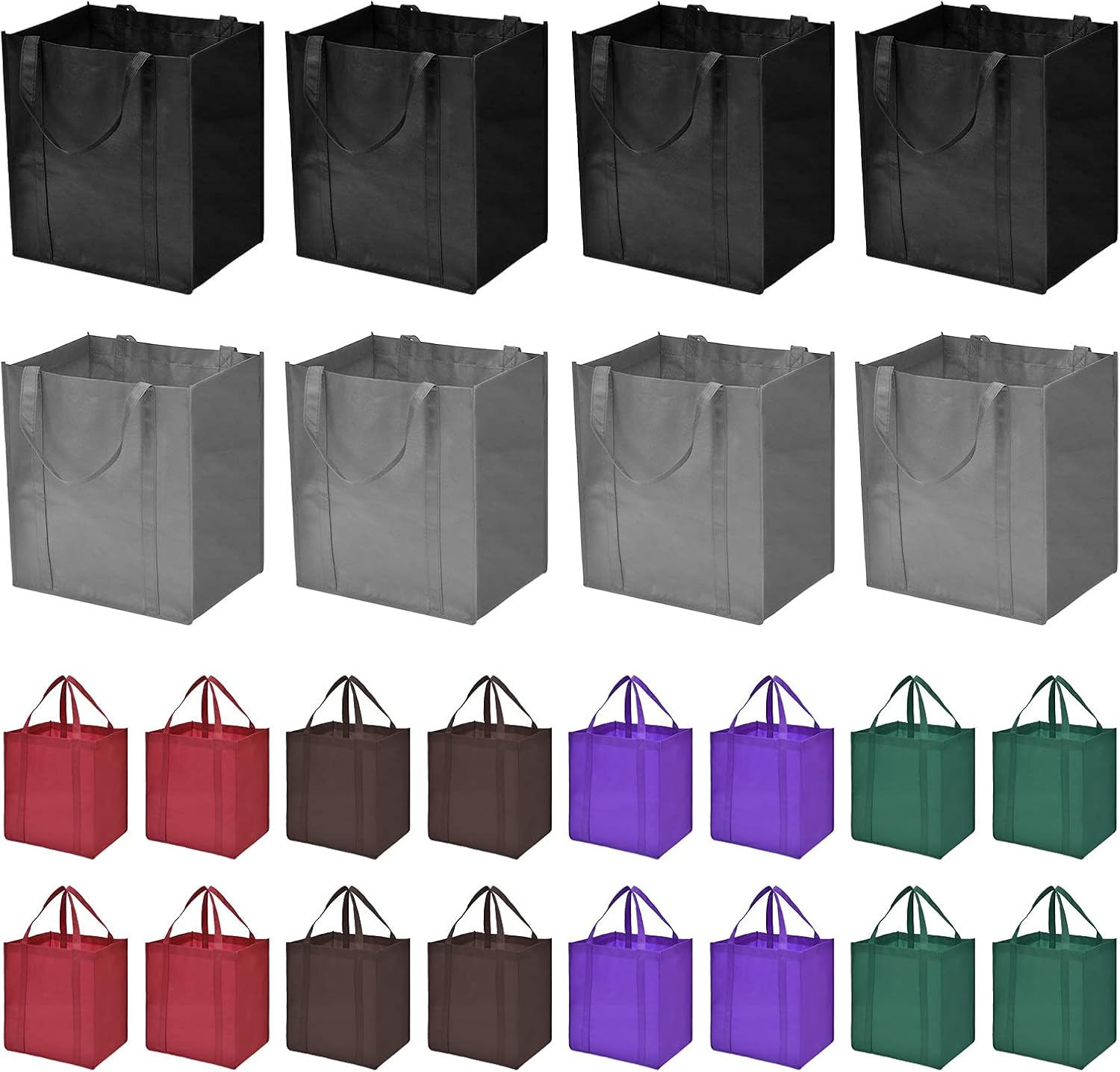 24-Pack Heavy Duty Reusable Grocery Bags Large Washable Foldable Shopping Bags