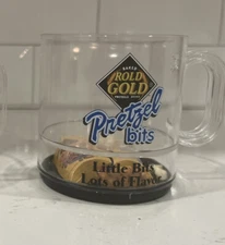 Rold Gold Pretzel Bits Clear Mug w/Pretzel Bits Inside Frito Lay USA VINTAGE