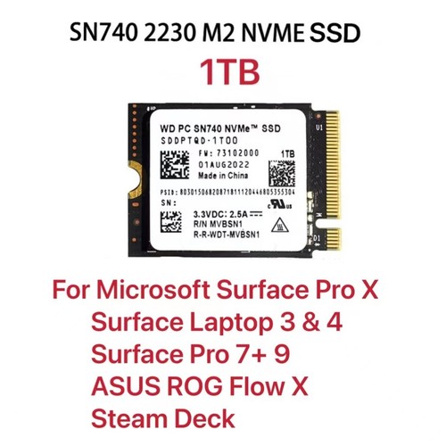 New WD PC SN740 M.2 2230 1TB NVME SSD For Steam Deck ASUS ROG Flow X Laptop - Afbeelding 1 van 7