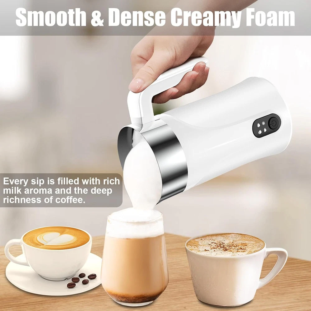 Milk frother, upgraded 4 in 1 milk frother and steamer for coffee, latte, white