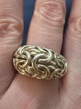 VINTAGE 925 STERLING SILVER BYZANTINE DOME BRAIDED BAND RING
