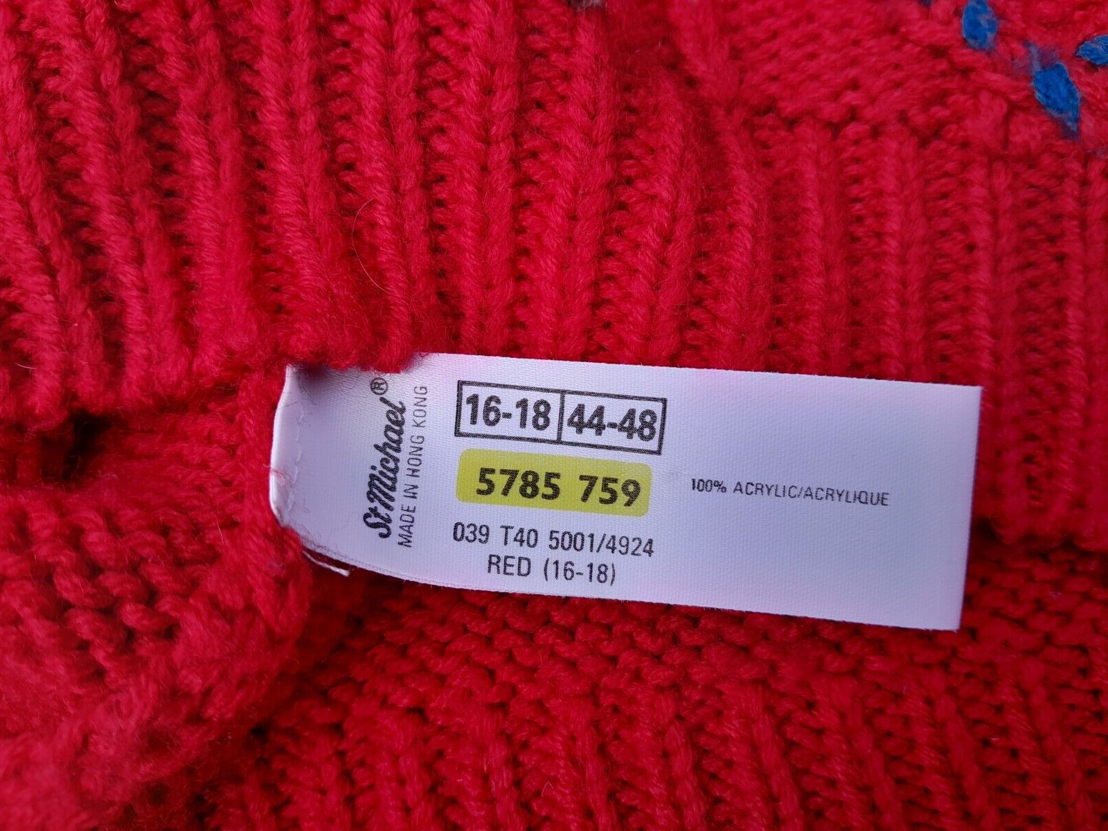 Vintage St Michael M&S Cable Knit Kitsch Red Jump… - image 5