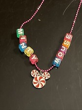 NWOT CHRISTMAS Disney Mickey Mouse Multicolor Bead 18   Pink Necklace Jewelry