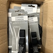 LANYARD AND BADGE REEL COMBO, BLACK -  6 Pack 