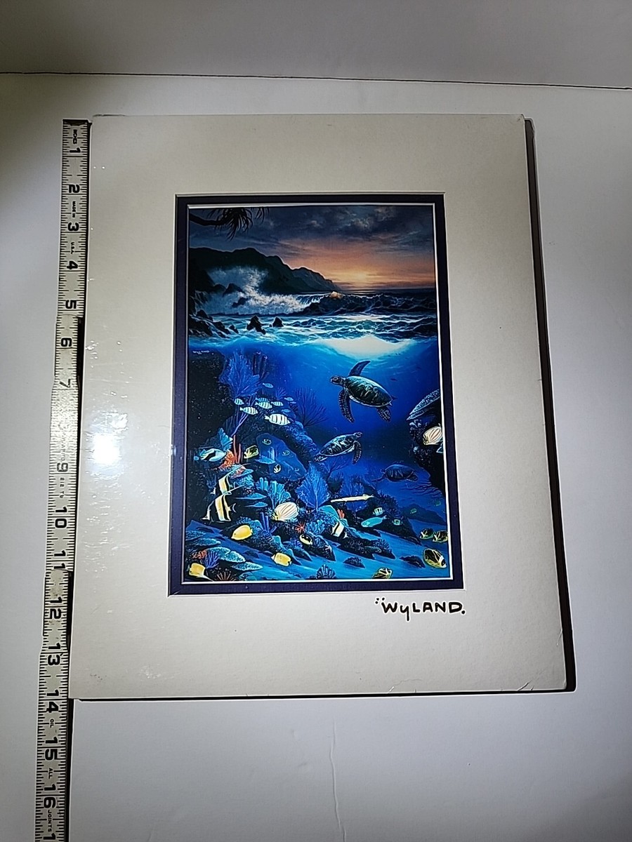 5 Vintage WYLAND STUDIOS Prints Orca Turtle Dolphin Maui Mermaid