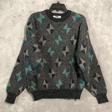 Vintage Expressions Western Knit Sweater Black 90s Geometric Mens Large
