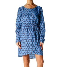 J. Crew Blue Red Floral Elastic Waist Long Sleeve Dress Size 6