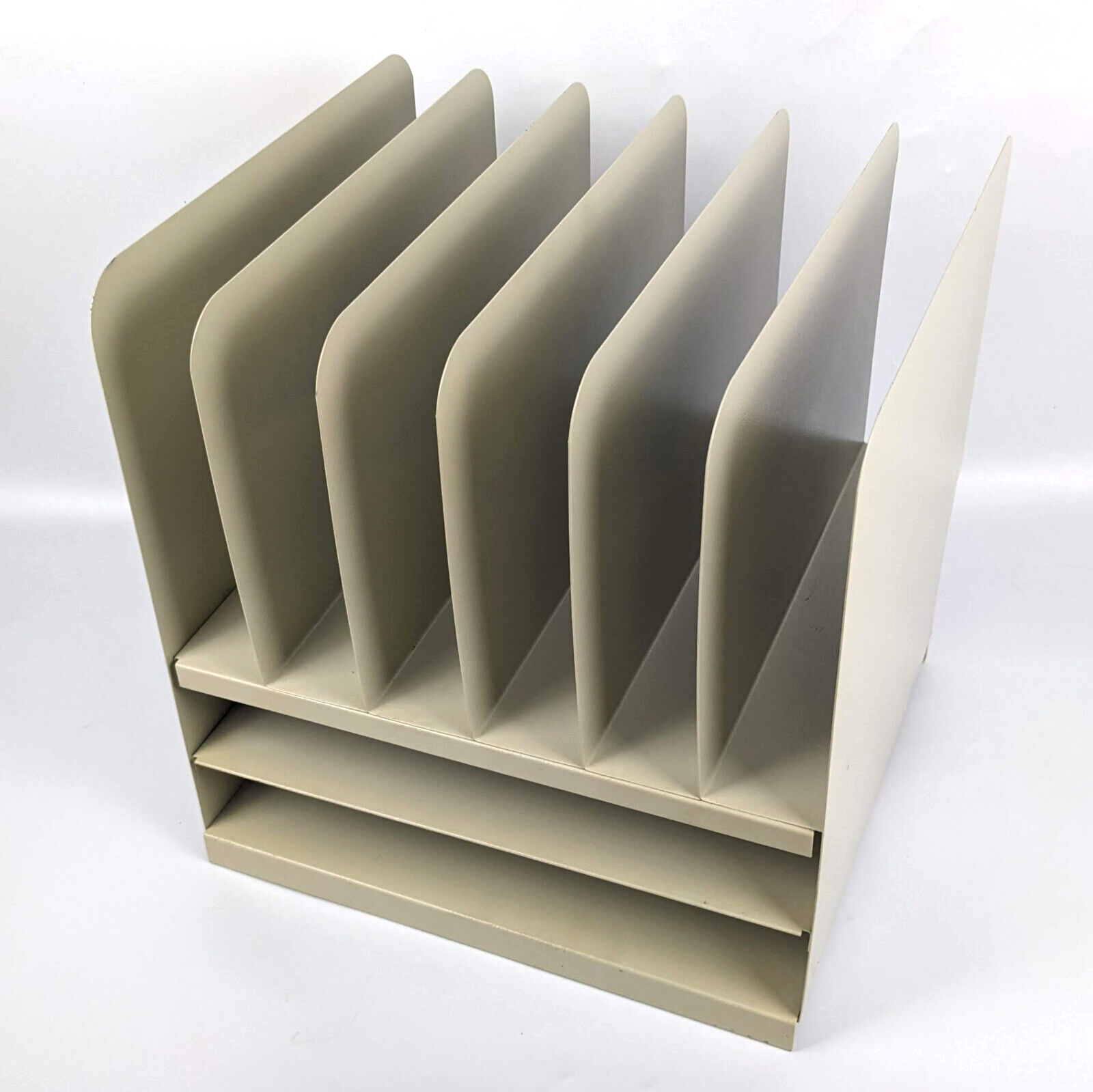 Vertiflex 6-Slot 2-Shelf Metal Desk File Tray Holder in Mid-Century Office Style  -image