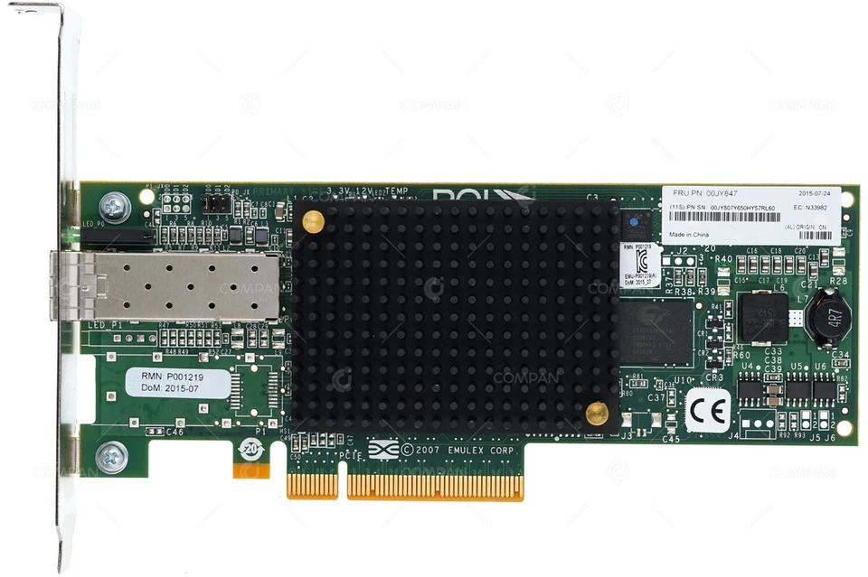 00JY847 IBM CONTROLLER LPE12000 SINGLE PORT SFP 8GB FC ADAPTER PCI-E - Image 2 of 4