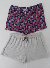 JANE & BLEECKER SLEEPWEAR 2 PK SLEEP SHORT SET WOMENS SZ M GREY FLORALPRINT NWOT