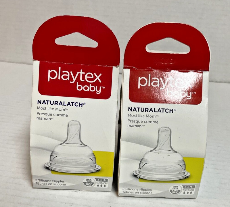 Playtex NaturaLatch Silicone Nipples 3-6 M+ Fast Flow 4 Count