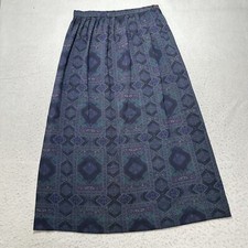 Vintage Herman Geist Women's 10 A-Line Maxi Skirt Navy Ornate Cottagecore USA