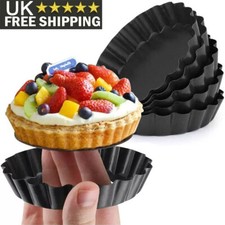 6 Pack Mini 4" Tart Tins Nonstick Pudding Mold Tartlet Egg Pan Baking Mould UK