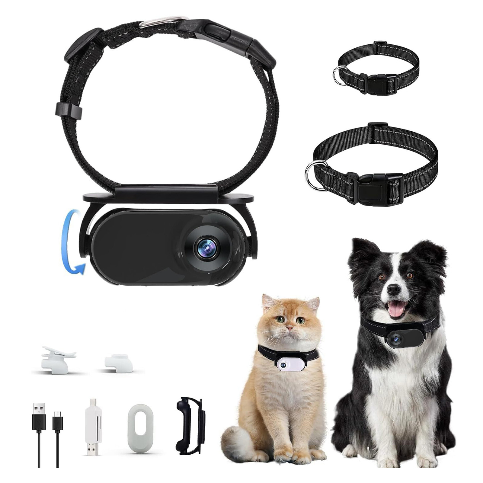 1080P Cat Camera Collar with Video Record Wireless Mini Sport Cam + 64GB TG Card