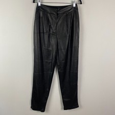 Express Faux Leather High Rise Pleated Ankle Pants Size 4L 4 Tall Black