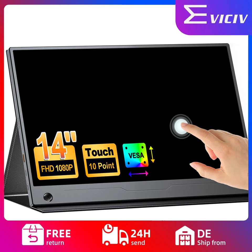 14" Portable Monitor Touchscreen 1080P Externer Tragbarer Bildschirm Für PC PS5