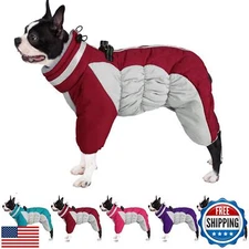 AOFITEE Fullbody Dog Jacket - Warm Fleece, Windproof Winter Coat With Built-I