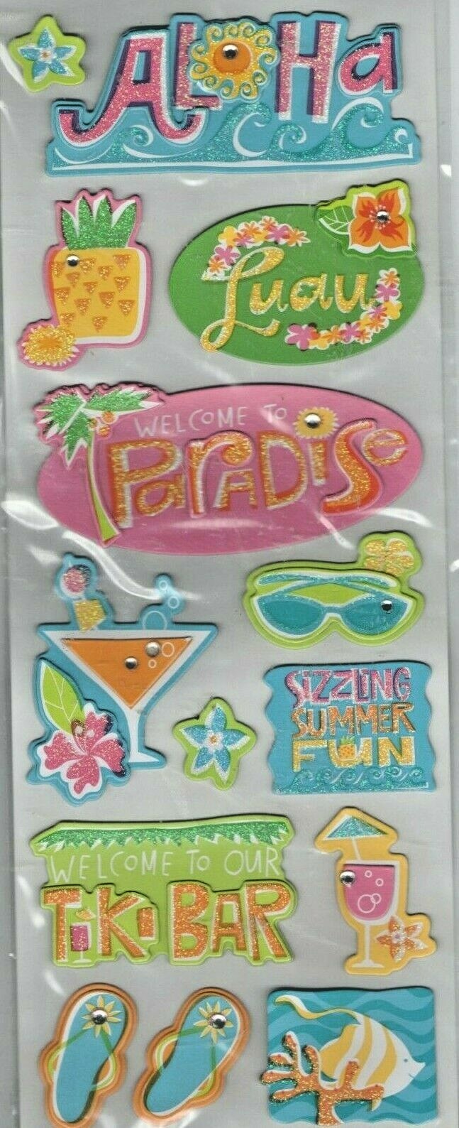 Park Lane Adhesive Chipboard Stickers~ALOHA BEACH~14 pieces~Beautiful ...