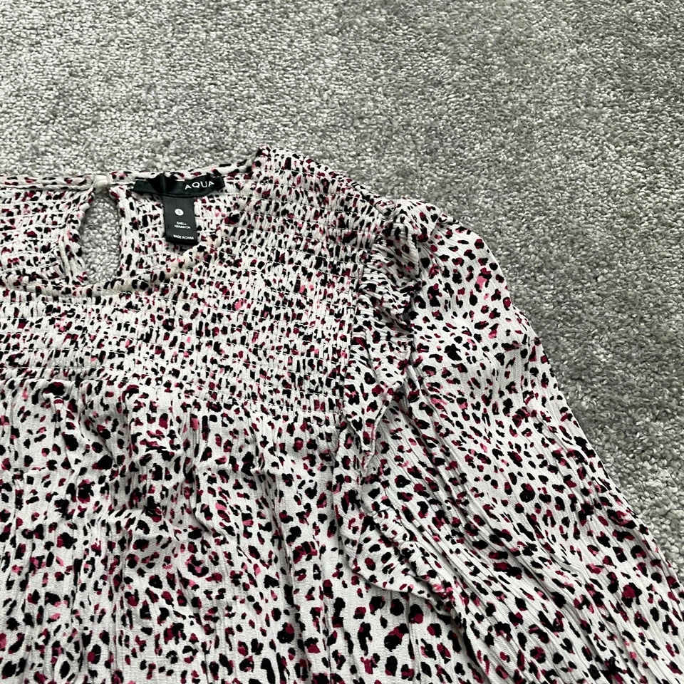 Aqua на Bloomingdale's туника блузка женщин маленький белый леопард длинным рукавом Топ - Изображение 3 из 4