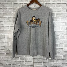 Disney Store Tigger Fleece Sweatshirt Gray Embroidered Star of Stripes Medium