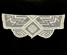 Antique Hand Crocheted Window Valance Off Whi...