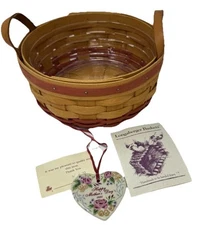1995 Mother’s Day Longaberger Basket With Protector, Tie-on, Pamphlet